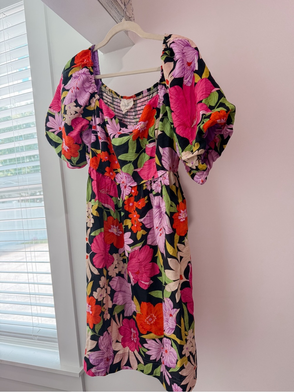 Umgee Floral Puff-Sleeve Mini Dress